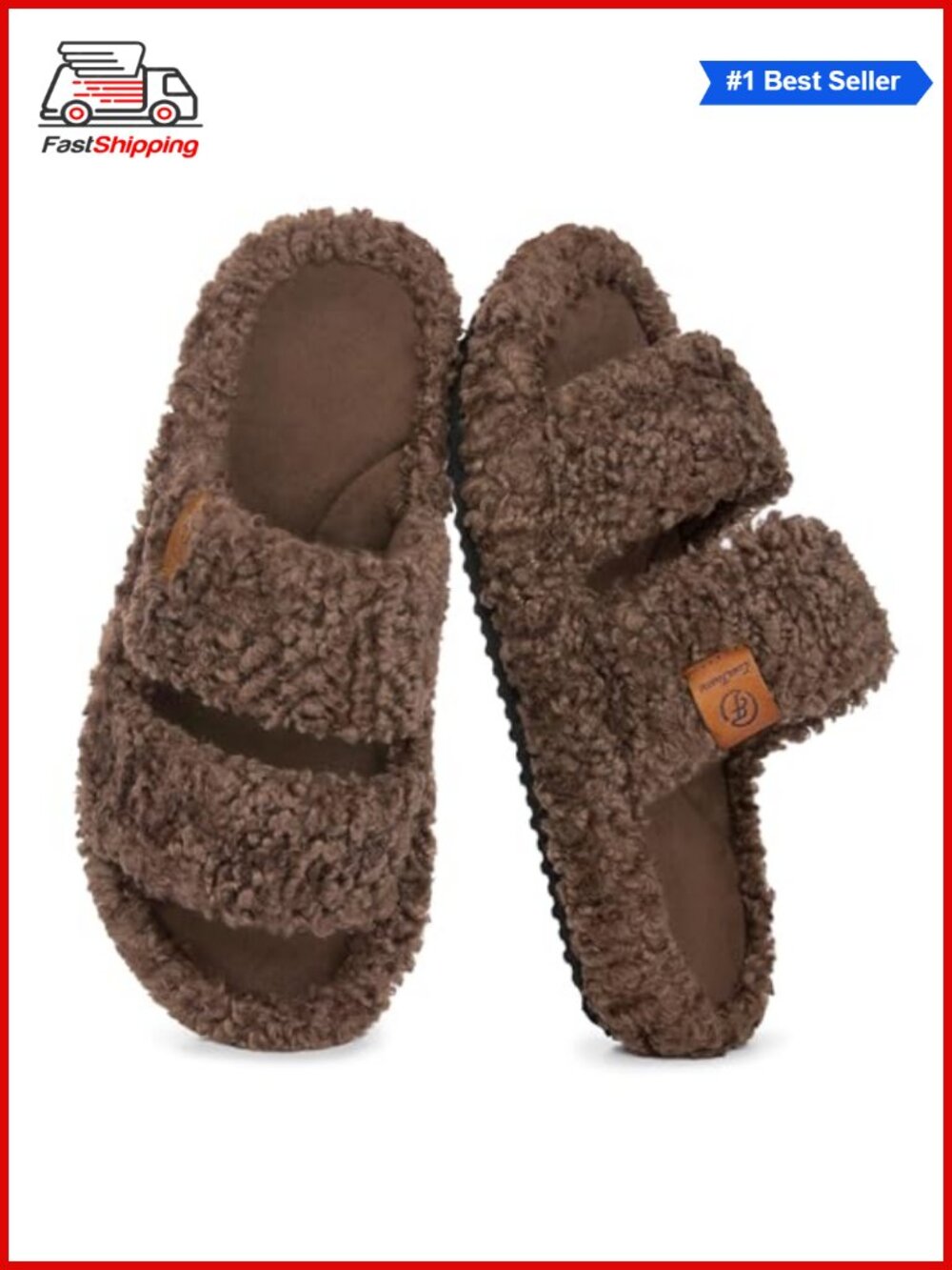✨EverFoams Womens Fuzzy Open Toe Slippers Memory Foam Indoor House Shoes